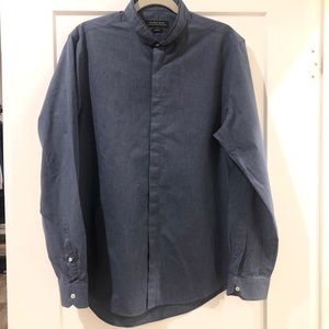 Zara Men’s Slim Fit Granddad Collar Button Down XL